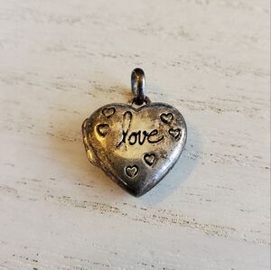 Vintage Dainty Sterling Silver 'Love' Heart Locket Pendant